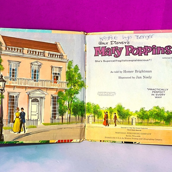 WALT DISNEY’S VTG 1964 MARY POPPINS COLLECTIBLE HARDCOVER BOOK WHITMAN #2450 - Picture 3 of 16